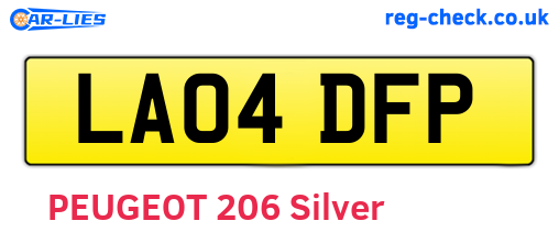 LA04DFP are the vehicle registration plates.