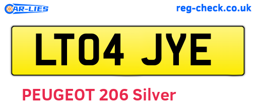 LT04JYE are the vehicle registration plates.