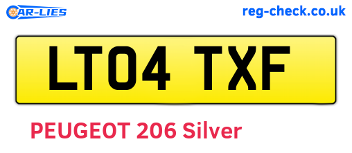 LT04TXF are the vehicle registration plates.