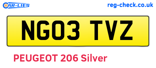 NG03TVZ are the vehicle registration plates.