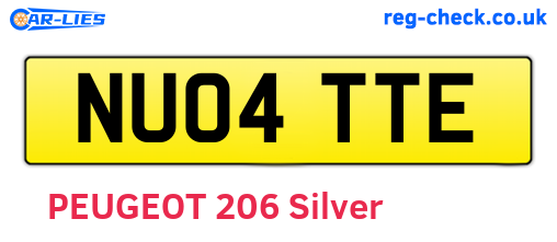 NU04TTE are the vehicle registration plates.