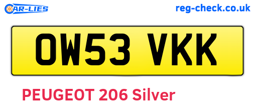 OW53VKK are the vehicle registration plates.