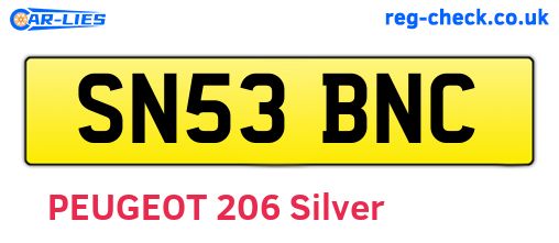 SN53BNC are the vehicle registration plates.