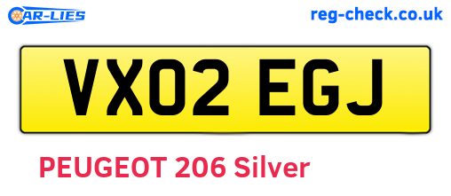 VX02EGJ are the vehicle registration plates.