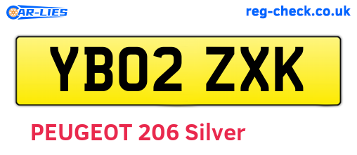 YB02ZXK are the vehicle registration plates.