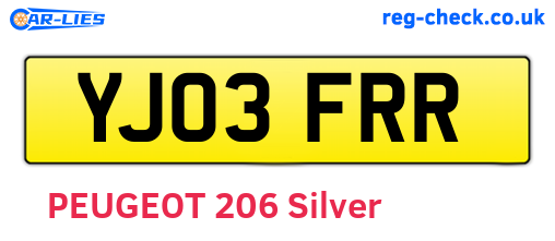 YJ03FRR are the vehicle registration plates.