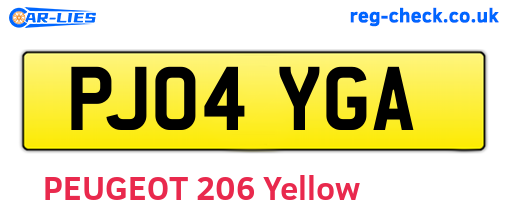 PJ04YGA are the vehicle registration plates.