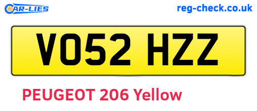 VO52HZZ are the vehicle registration plates.