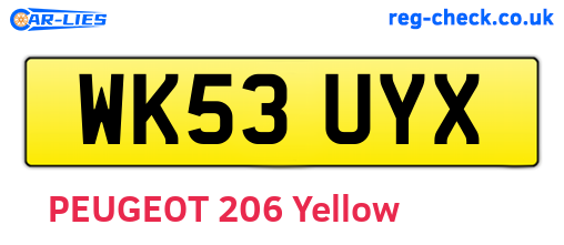 WK53UYX are the vehicle registration plates.