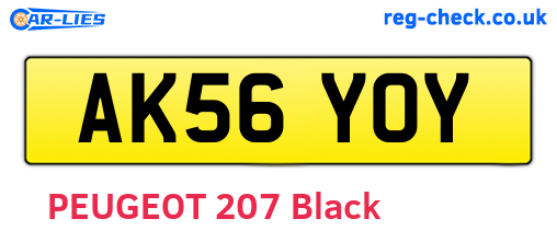 AK56YOY are the vehicle registration plates.