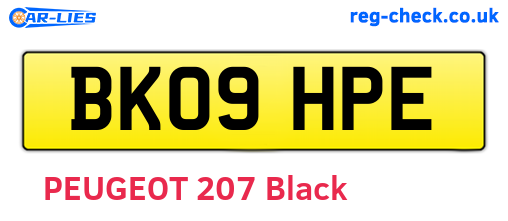 BK09HPE are the vehicle registration plates.