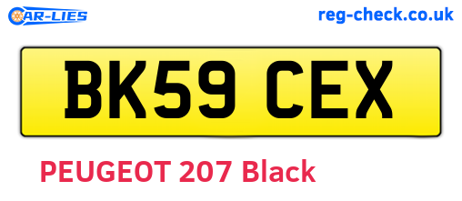 BK59CEX are the vehicle registration plates.