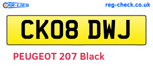 CK08DWJ are the vehicle registration plates.