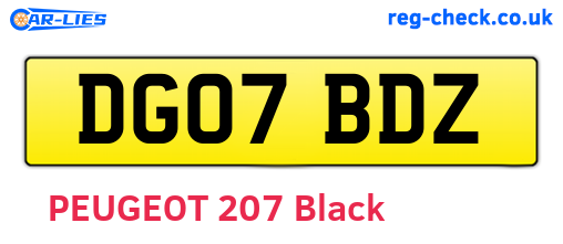 DG07BDZ are the vehicle registration plates.