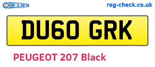 DU60GRK are the vehicle registration plates.