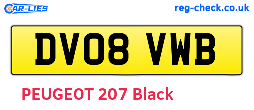 DV08VWB are the vehicle registration plates.