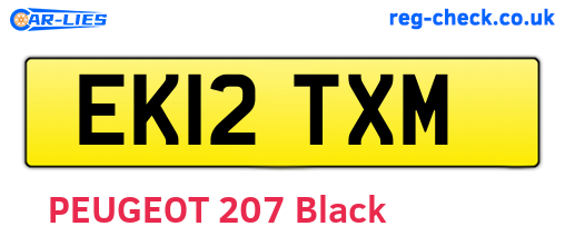 EK12TXM are the vehicle registration plates.