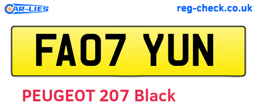 FA07YUN are the vehicle registration plates.