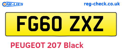 FG60ZXZ are the vehicle registration plates.