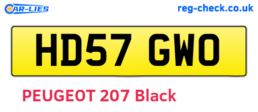 HD57GWO are the vehicle registration plates.