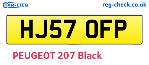 HJ57OFP are the vehicle registration plates.