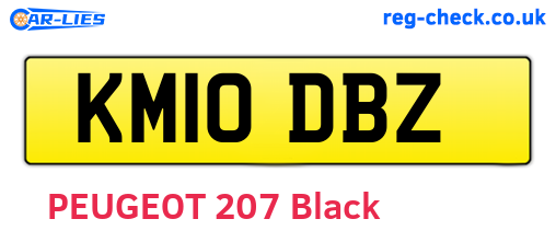 KM10DBZ are the vehicle registration plates.