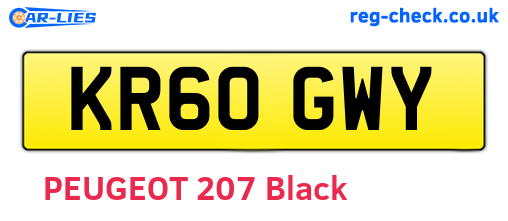 KR60GWY are the vehicle registration plates.