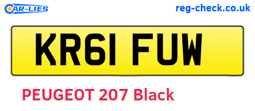 KR61FUW are the vehicle registration plates.