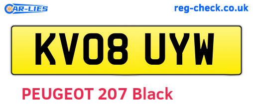 KV08UYW are the vehicle registration plates.