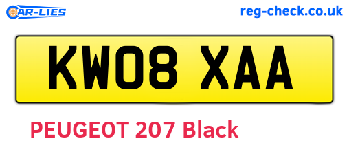 KW08XAA are the vehicle registration plates.