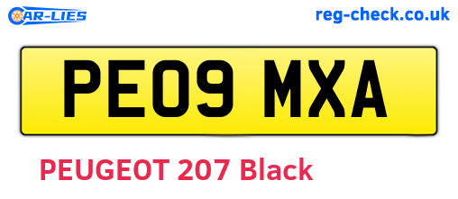 PE09MXA are the vehicle registration plates.