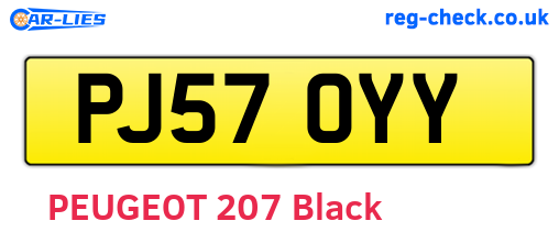 PJ57OYY are the vehicle registration plates.