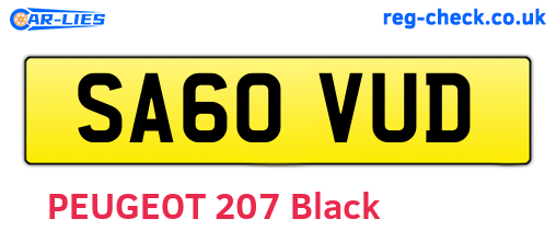 SA60VUD are the vehicle registration plates.