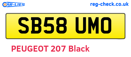 SB58UMO are the vehicle registration plates.