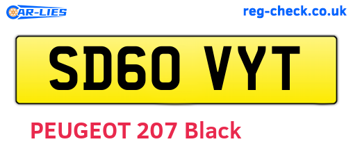 SD60VYT are the vehicle registration plates.