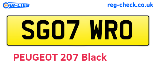 SG07WRO are the vehicle registration plates.