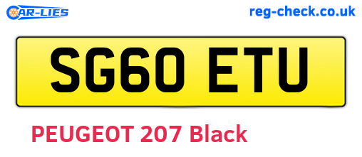 SG60ETU are the vehicle registration plates.