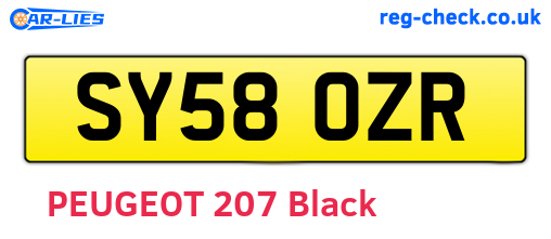 SY58OZR are the vehicle registration plates.