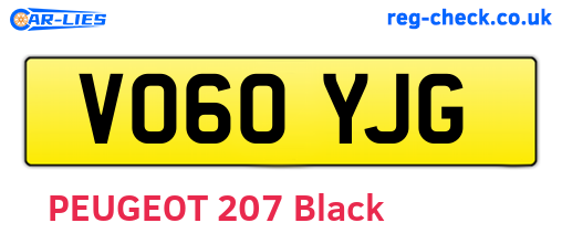 VO60YJG are the vehicle registration plates.