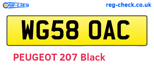 WG58OAC are the vehicle registration plates.