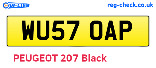 WU57OAP are the vehicle registration plates.