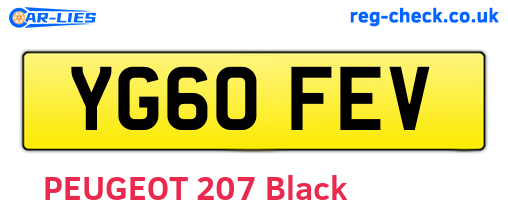 YG60FEV are the vehicle registration plates.