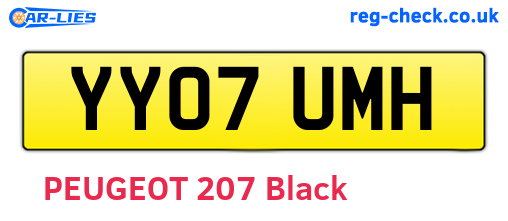 YY07UMH are the vehicle registration plates.