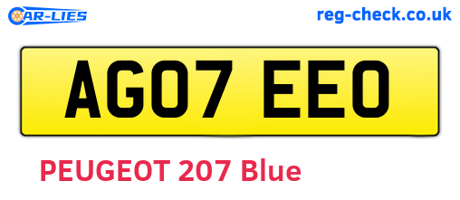 AG07EEO are the vehicle registration plates.