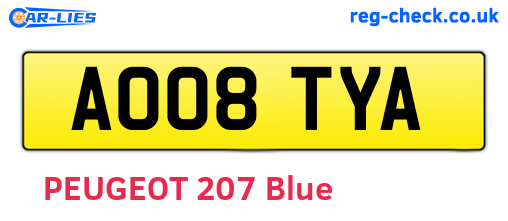 AO08TYA are the vehicle registration plates.