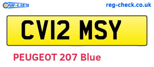 CV12MSY are the vehicle registration plates.