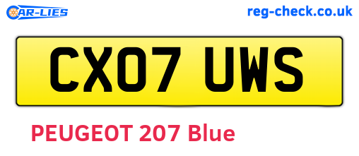 CX07UWS are the vehicle registration plates.