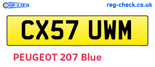 CX57UWM are the vehicle registration plates.