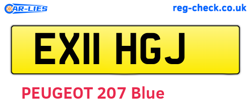 EX11HGJ are the vehicle registration plates.