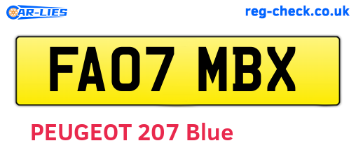 FA07MBX are the vehicle registration plates.